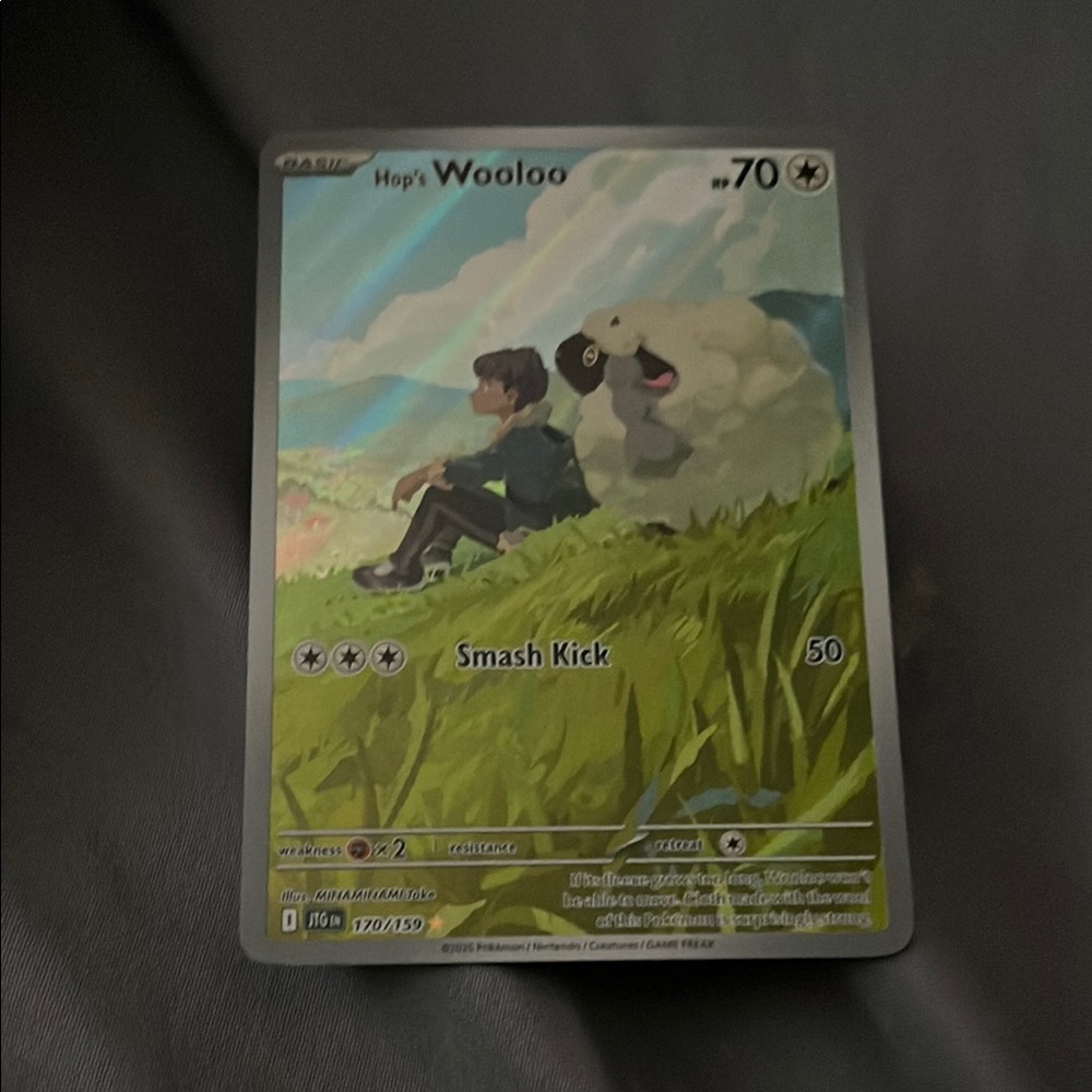 Raw Holo Hop’s Wooloo Full Art Hops Pokémon card (English)